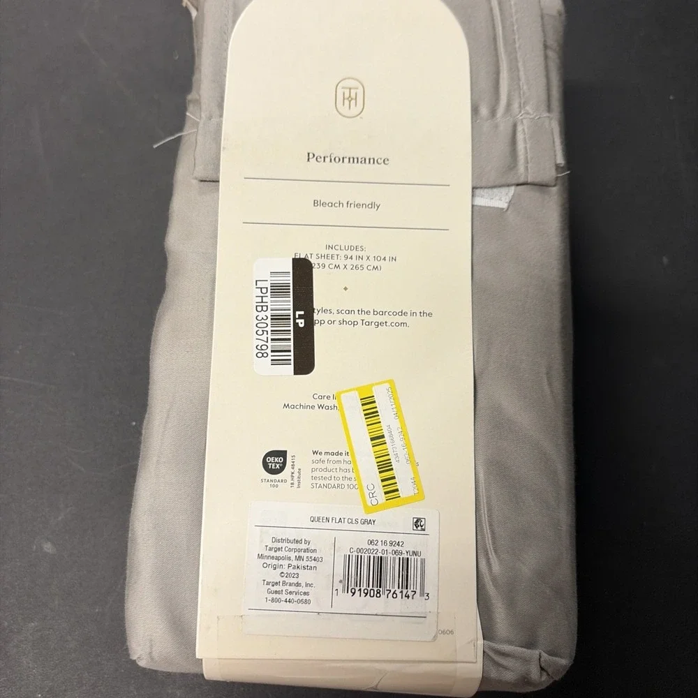 Queen 400 Thread Count Performance Flat Sheet Gray - Threshold: Cotton 28337